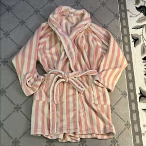 Bliss Pink and White Striped Plush Robe